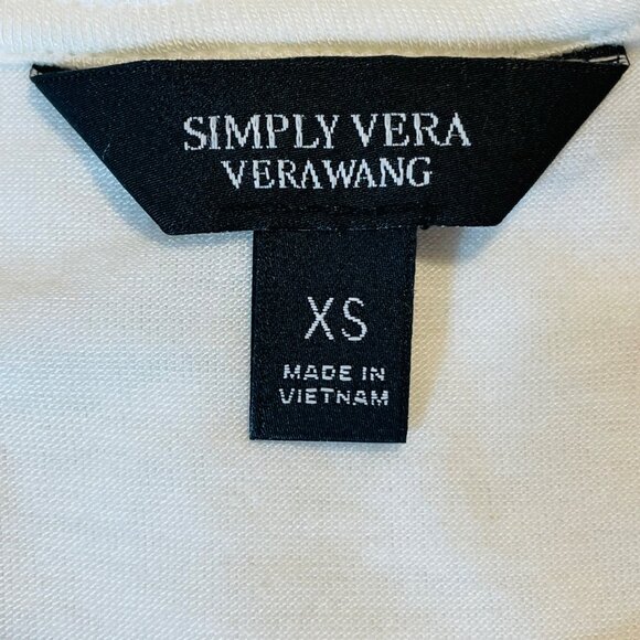 Simply Vera Vera Wang Long Sleeve Top XS White Beaded Design Rayon Spandex - Picture 5 of 11